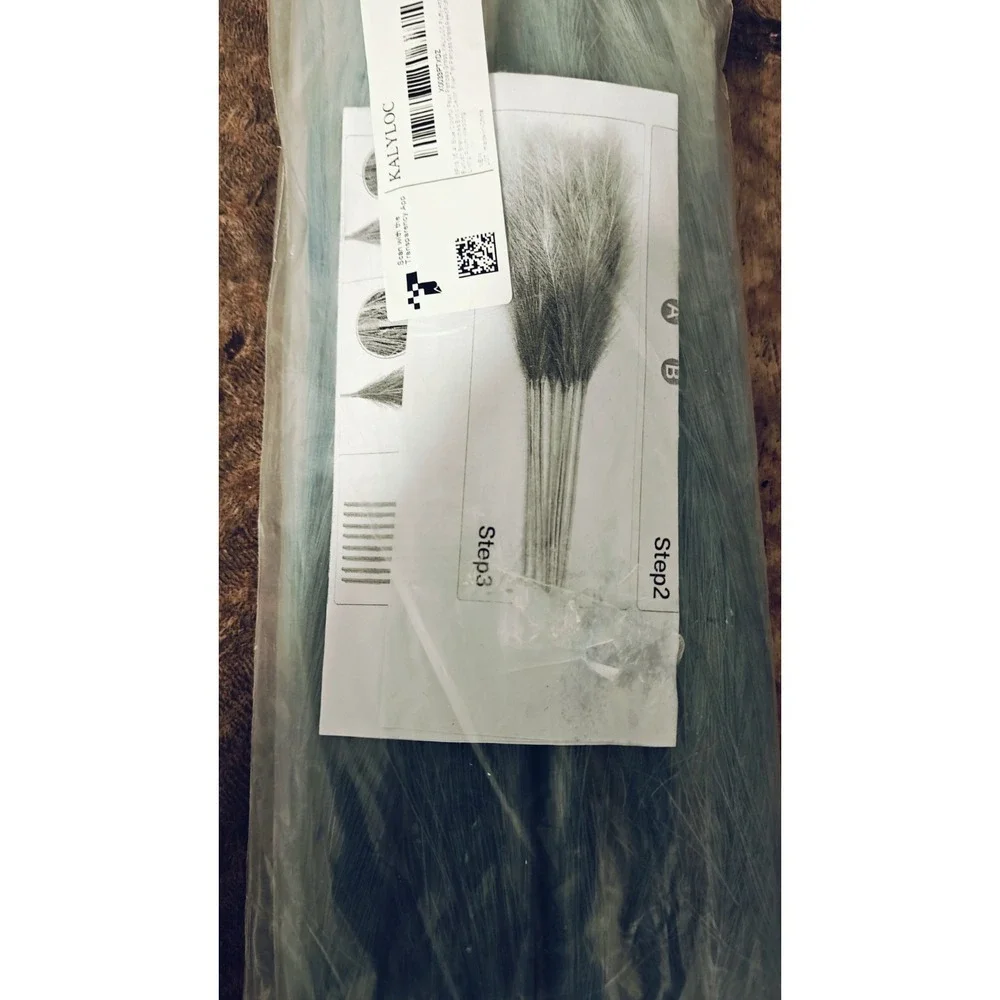 KALYLOC 8Pcs 35.4窶・Blue Colorful Faux Pampas Grass, Fluffy Artificial Bulrush...